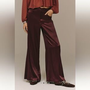 Anthropologie Pilcro Adi Silky Mid-Rise Flare Pants Wide-Leg Pants